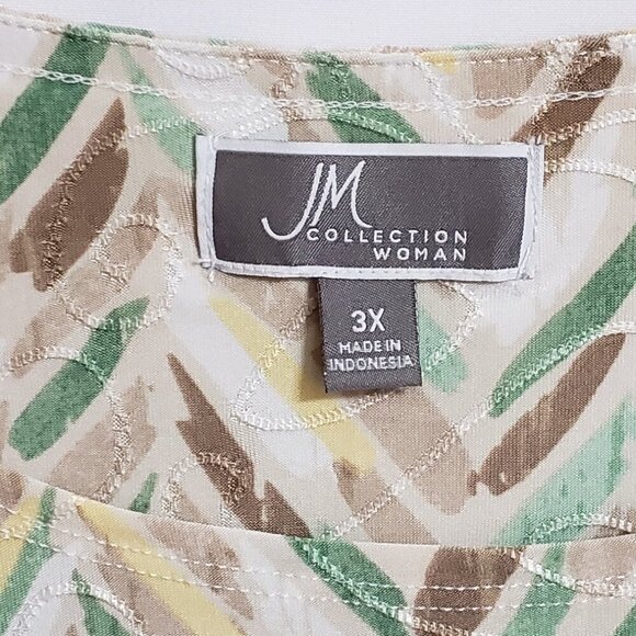 JM Collection Woman - Green, Tan, Yellow Top. Size 3X - Picture 3 of 4